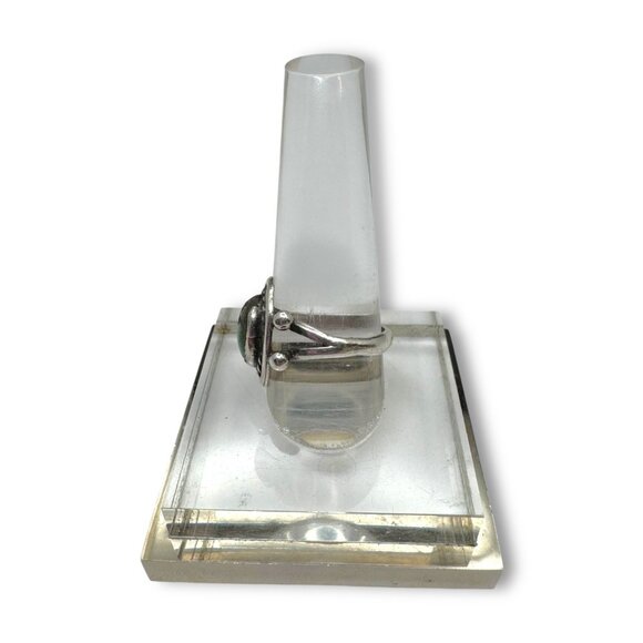 Green Turquoise Native American Sterling Silver Ring Hand Crafted Size 7 - Picture 4 of 11